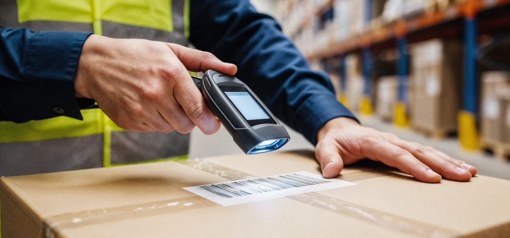 warehouse worker scanning barcode